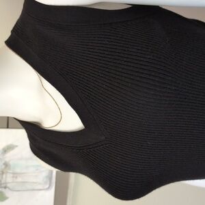 Merona V-neck Sleeveless Rib Knit Sweater Black EUC SzM